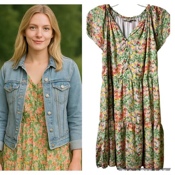 Loft Buttercup Tiered Swing‎ Dress S Cottagecore Romantic (2836) - Picture 6 of 6